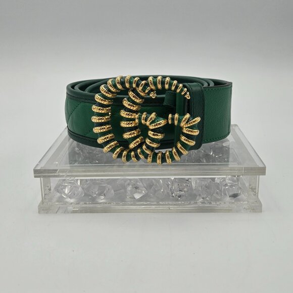 Gucci GG Marmont Azalea Quilted Calfskin Belt in Green Size 90/36 - Picture 7 of 7